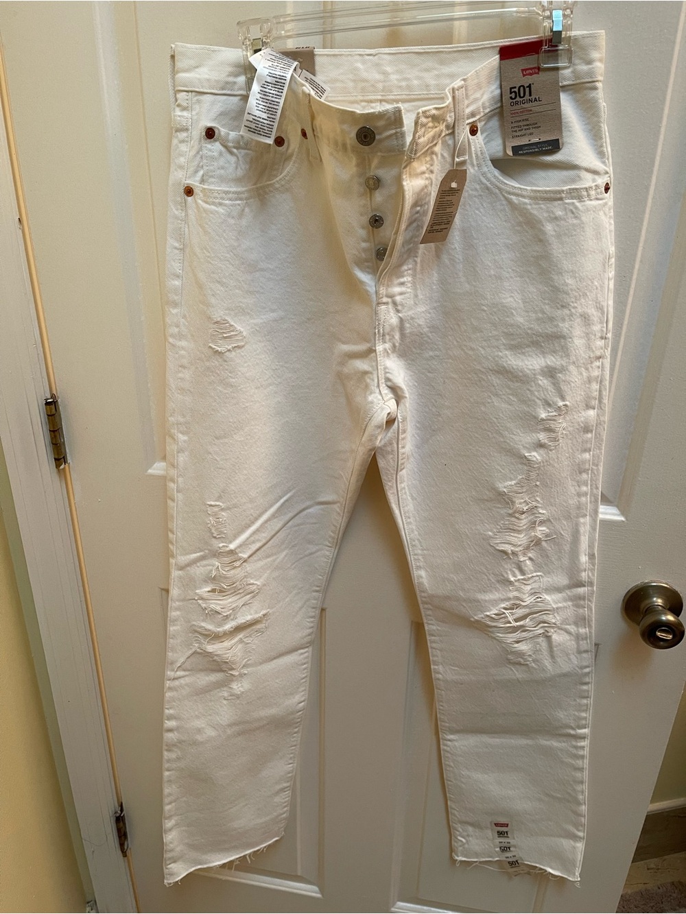 Levi's 501 Original Fit White Slim Straight Jeans
